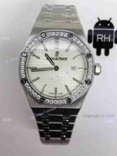 Copy Swiss Audemars Piguet Royal Oak Watch SS White Diamond Bezel